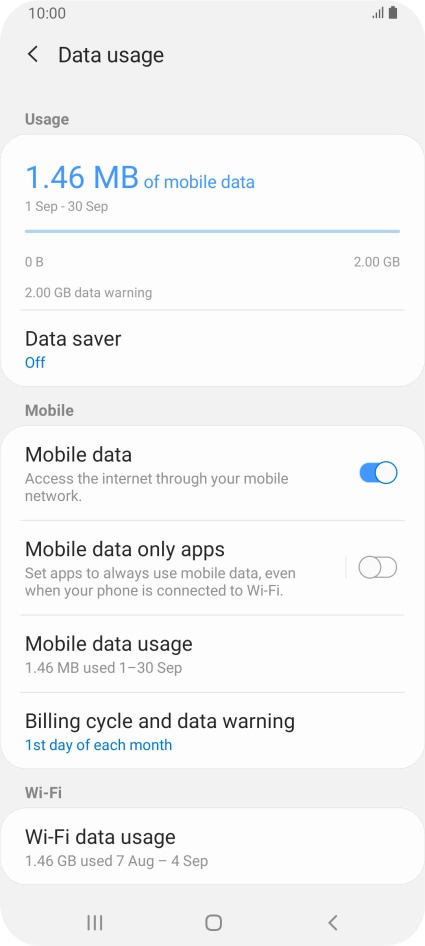 The total data usage is displayed.