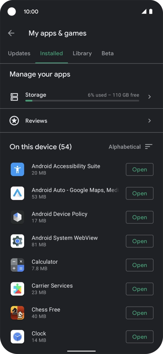Press the required app.