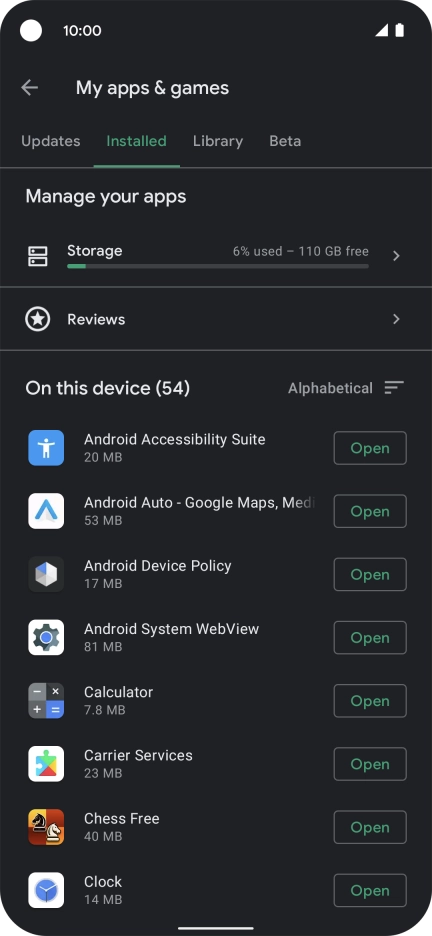 Press the required app.