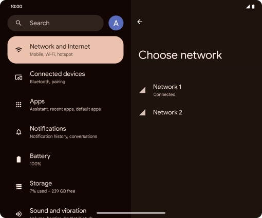 Press the required network.