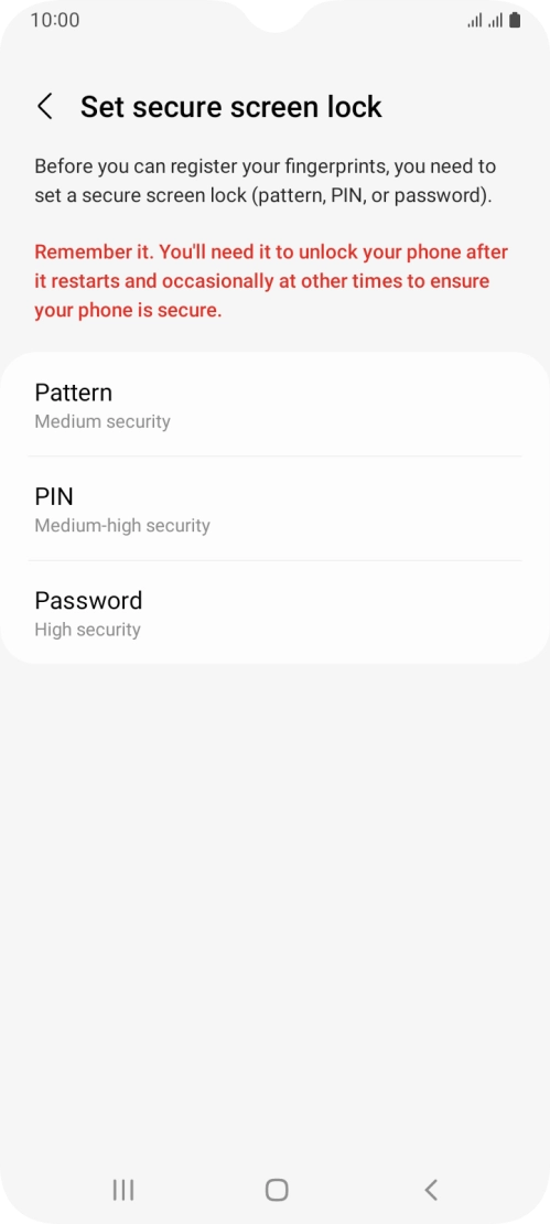 Press the required phone lock code and follow the instructions on the screen to create an additional phone lock code.