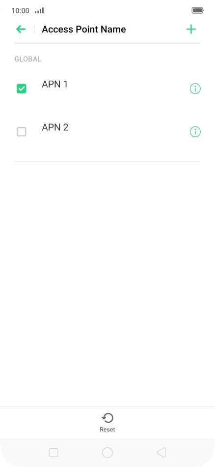 Press the required data connection to activate it.
