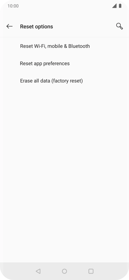 Press Erase all data (factory reset).