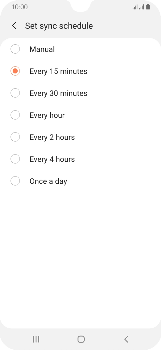 Press the required setting.
