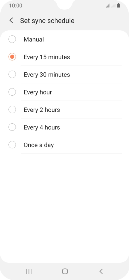 Press the required setting.