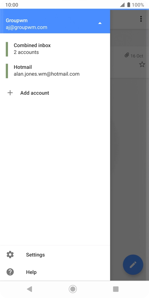 Press the required account.