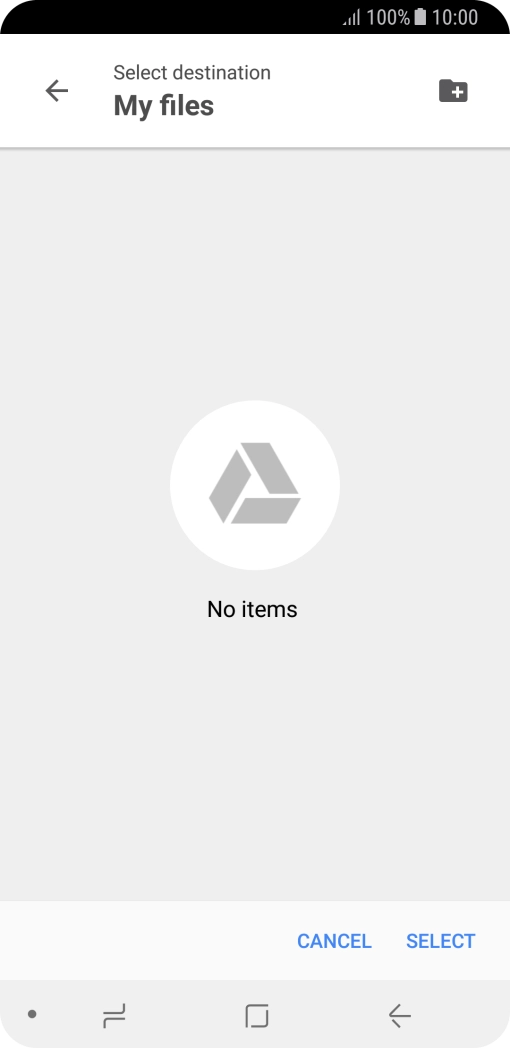 To create a new folder, press the new folder icon and follow the instructions on the screen to create a new folder.