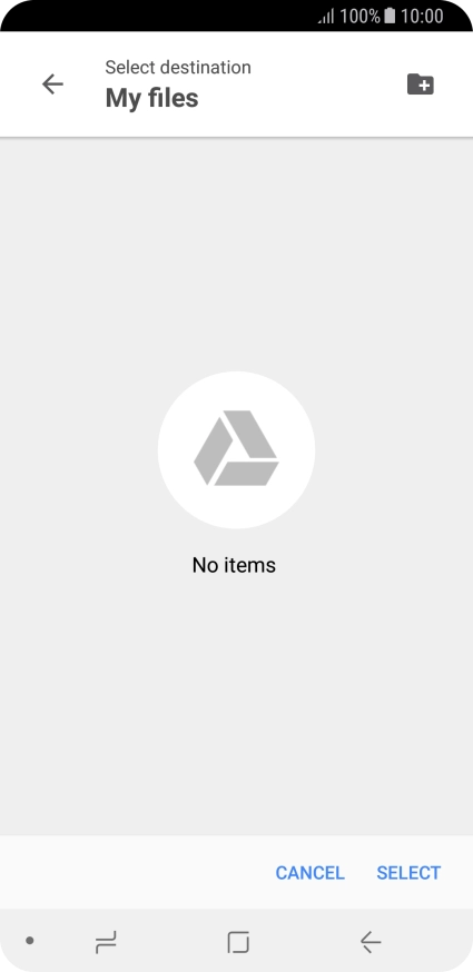 To create a new folder, press the new folder icon and follow the instructions on the screen to create a new folder.