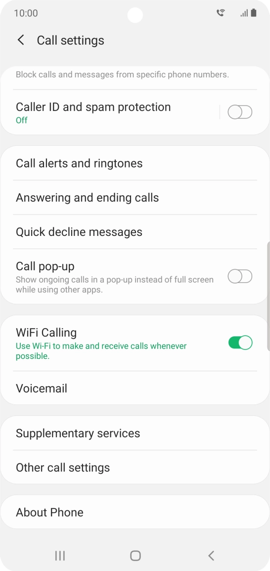 When Wi-Fi calling is active, the Wi-Fi calling icon is displayed.