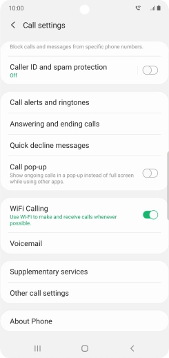 When Wi-Fi calling is active, the Wi-Fi calling icon is displayed.