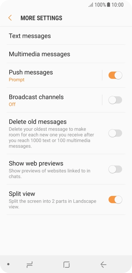Press Text messages.