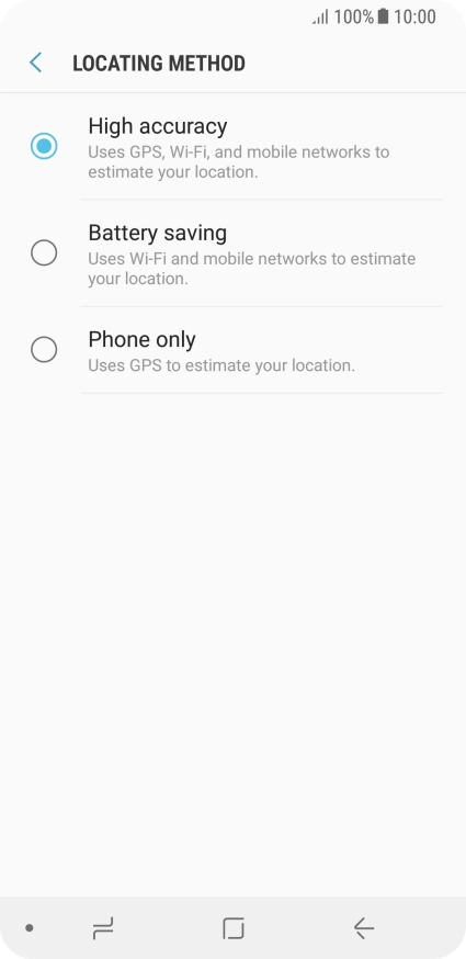 If you select High accuracy, your phone can find your exact position using the GPS satellites, the mobile network and nearby Wi-Fi networks. Satellite-based GPS requires a clear view of the sky.