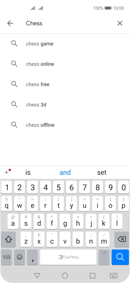Key in the name or subject of the required app and press the search icon.