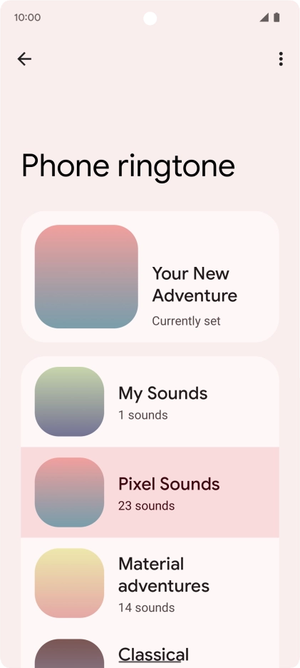 Press the required category.