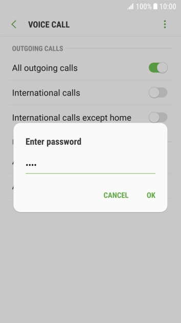 Key in your barring password and press OK.