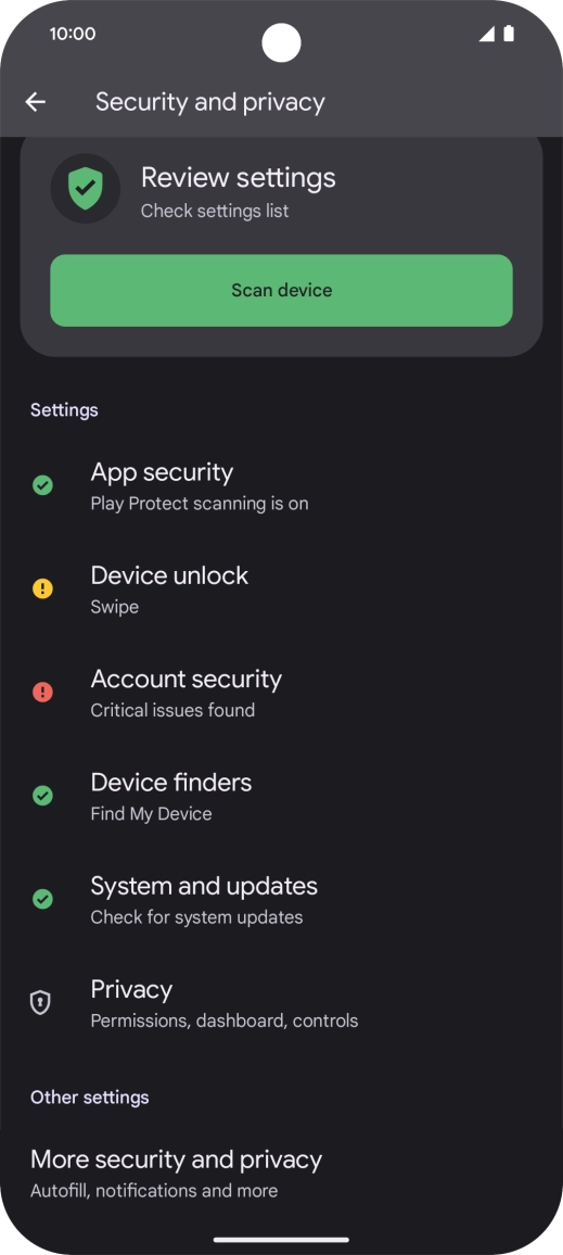 Press More security and privacy.
