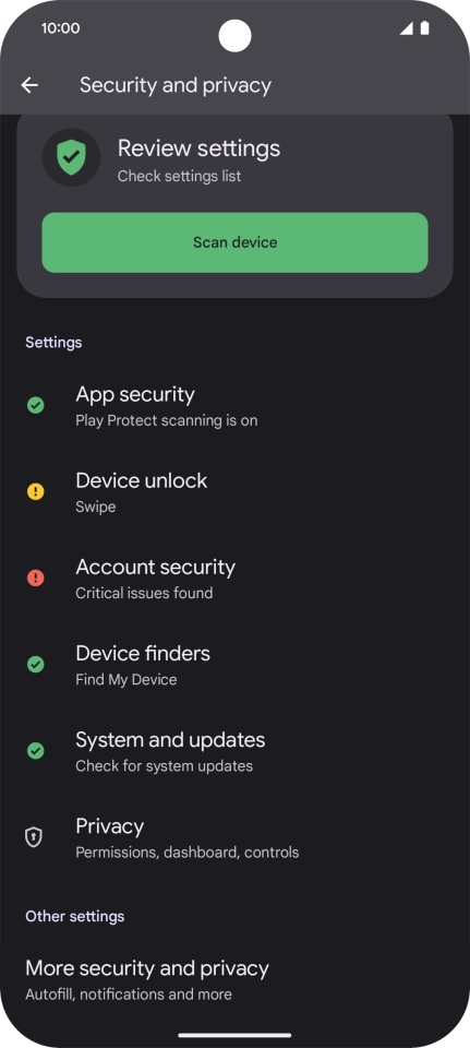 Press More security and privacy.