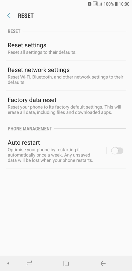 Press Factory data reset.