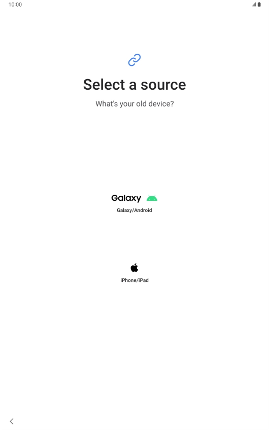 Press the required setting and follow the instructions on the screen to transfer content from another device.