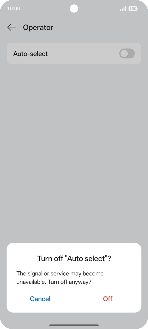 Press Off to turn off the function and wait while your phone searches for networks.