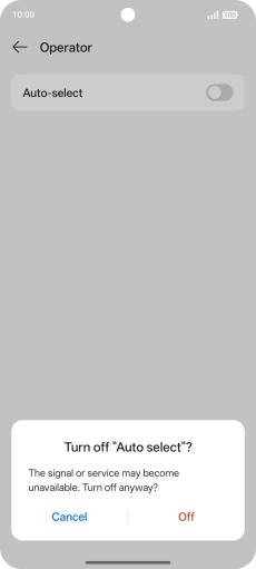 Press Off to turn off the function and wait while your phone searches for networks.