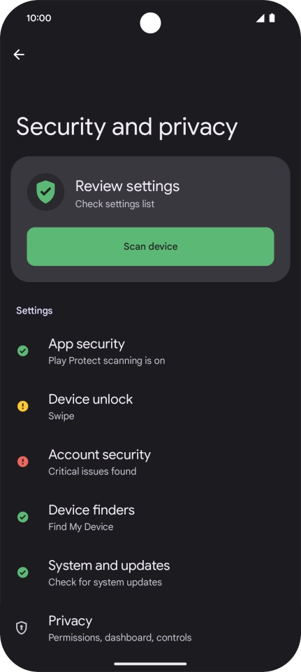 Press Device unlock.