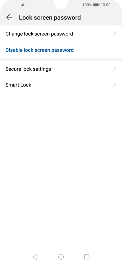 Press Disable lock screen password.
