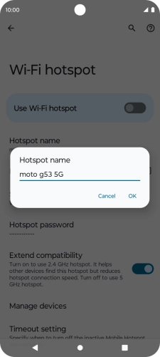 Key in the required Wi-Fi hotspot name and press OK.