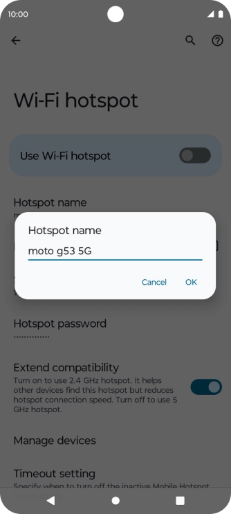 Key in the required Wi-Fi hotspot name and press OK.