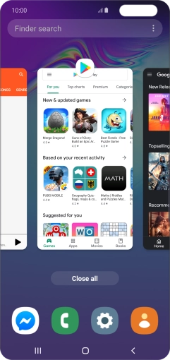 To end one running application, slide your finger upwards on the required application.