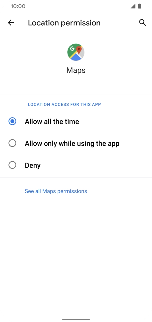 Press the required setting.