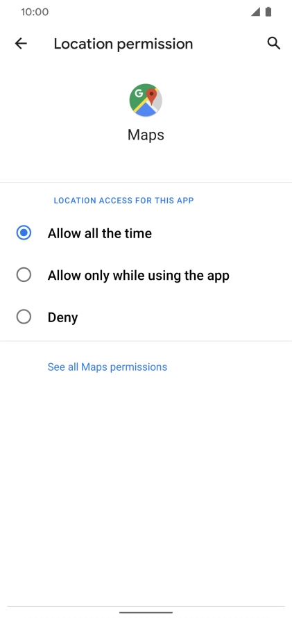 Press the required setting.