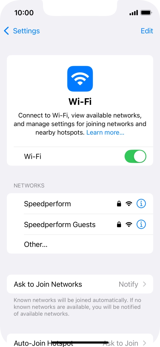 Press the required Wi-Fi network and key in the password for the Wi-Fi network.