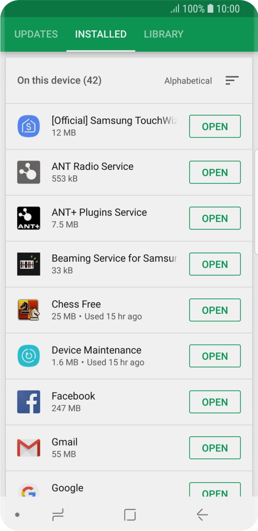 Press the required app.