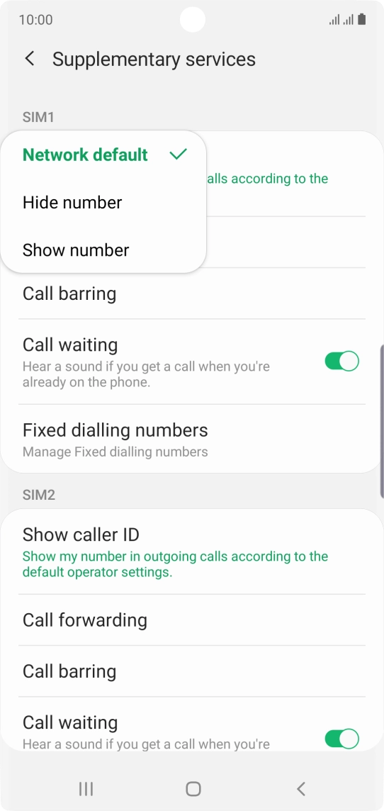 Press Show number to turn on caller identification.