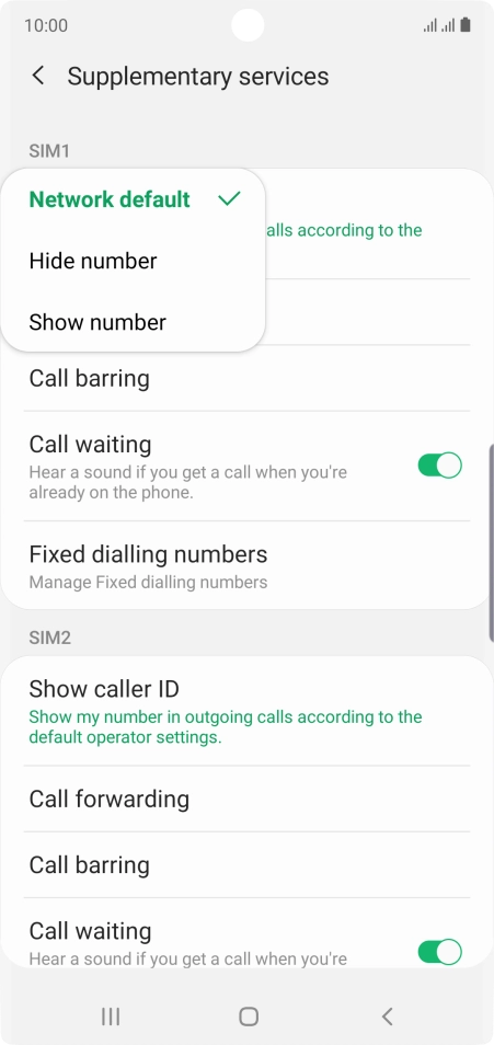 Press Show number to turn on caller identification.