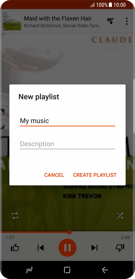 Key in a name for the playlist and press CREATE PLAYLIST.