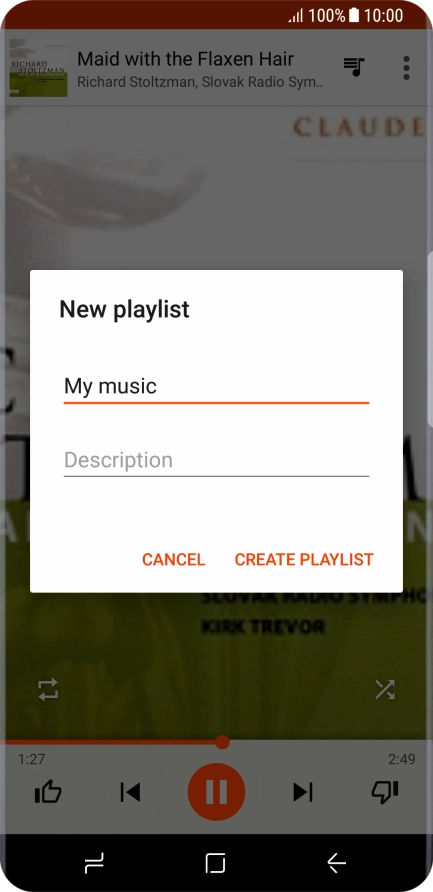 Key in a name for the playlist and press CREATE PLAYLIST.