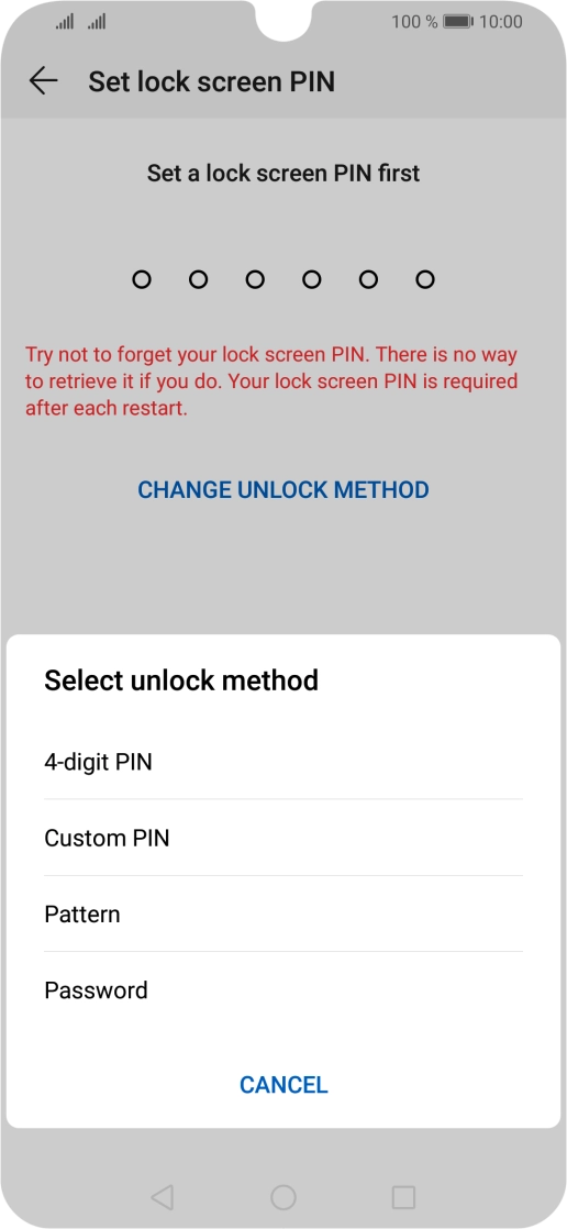 Press the required phone lock code and follow the instructions on the screen to create an additional phone lock code.
