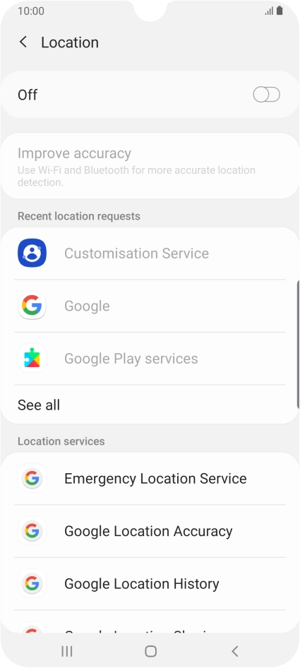 Press the indicator to turn the function on or off.