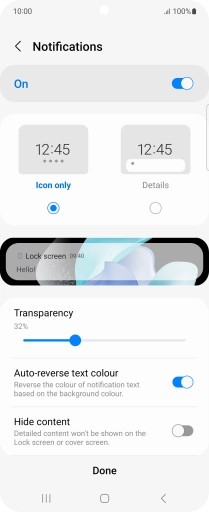 Press the required settings to turn them on or off.