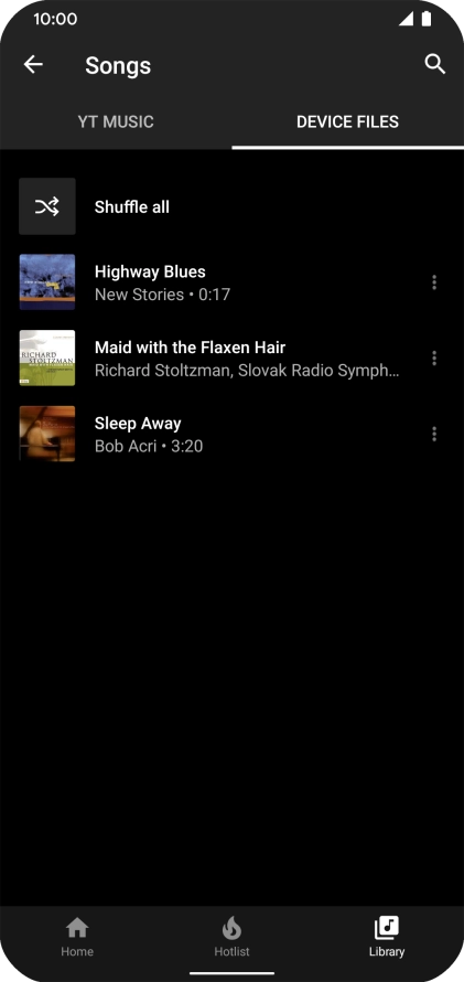 Press the required audio file.