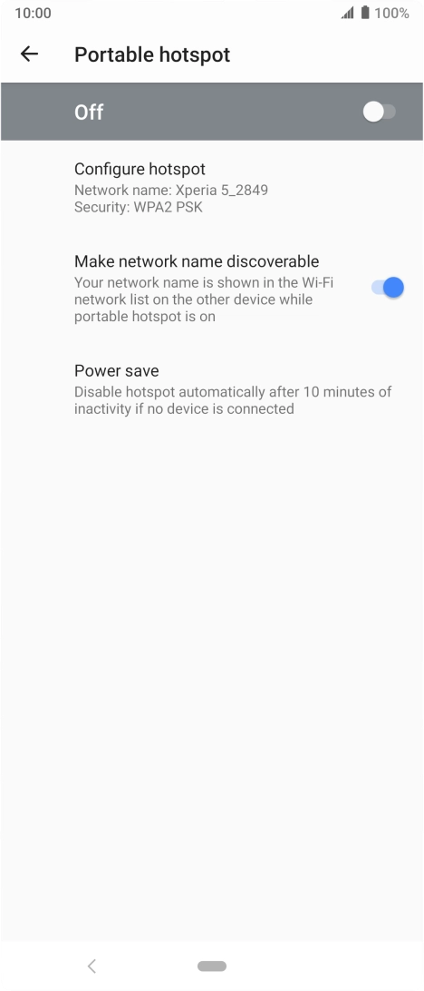 Press Configure hotspot.