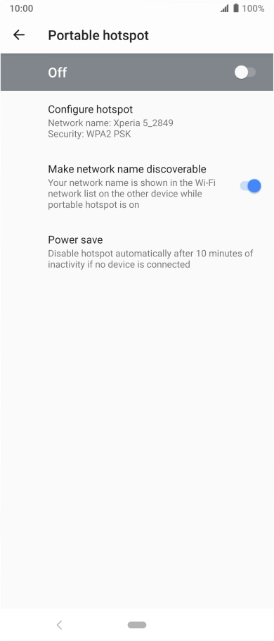 Press Configure hotspot.