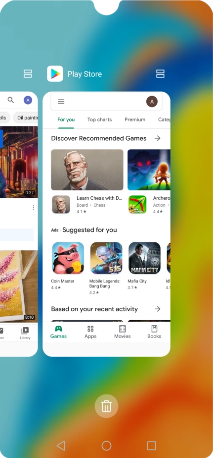 To end one running application, slide your finger upwards on the required application.