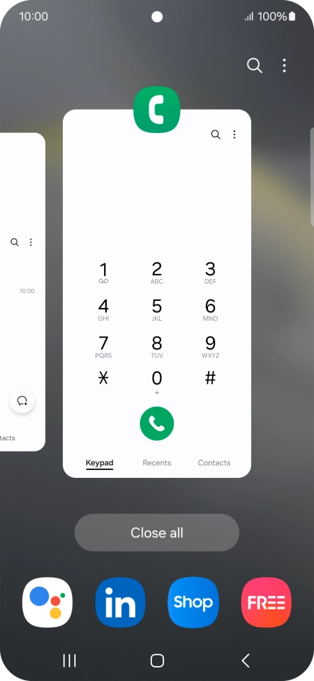 To end one running application, slide your finger upwards on the required application.