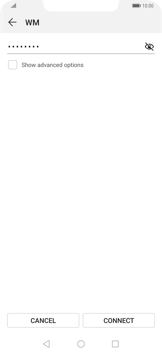 Key in the password for the Wi-Fi network and press CONNECT.