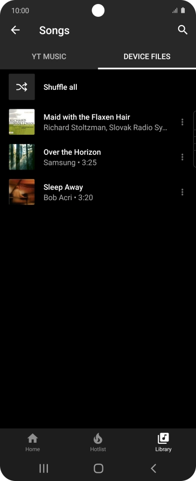 Press the required audio file.