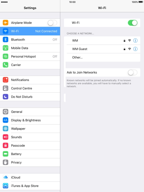 Press the required Wi-Fi network and key in the password for the Wi-Fi network.