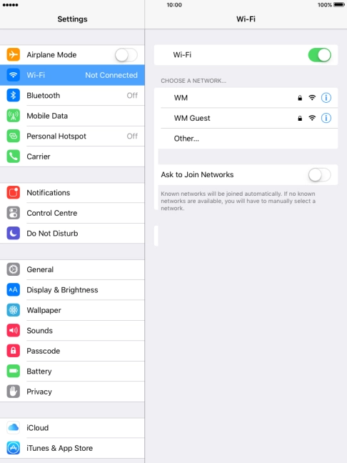 Press the required Wi-Fi network and key in the password for the Wi-Fi network.